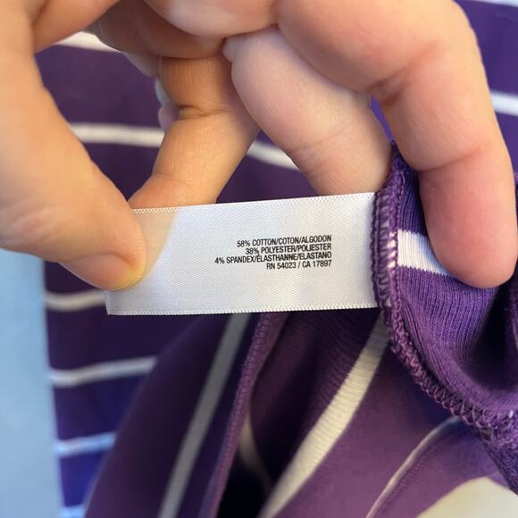 Y2K Old Navy The Perfect Tank Top XL Purple White Stripe Sleeveless Stretchy - Picture 7 of 8